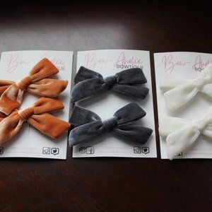 3 Packs Soft Velvet Hair Clip Bows - NEW
